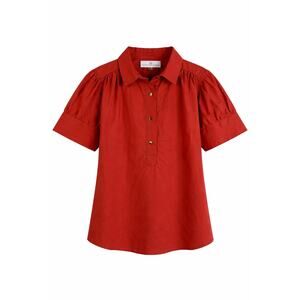 Never A Wallflower Puff Sleeve Gold Button Detail Top Rust XS Preppy Office